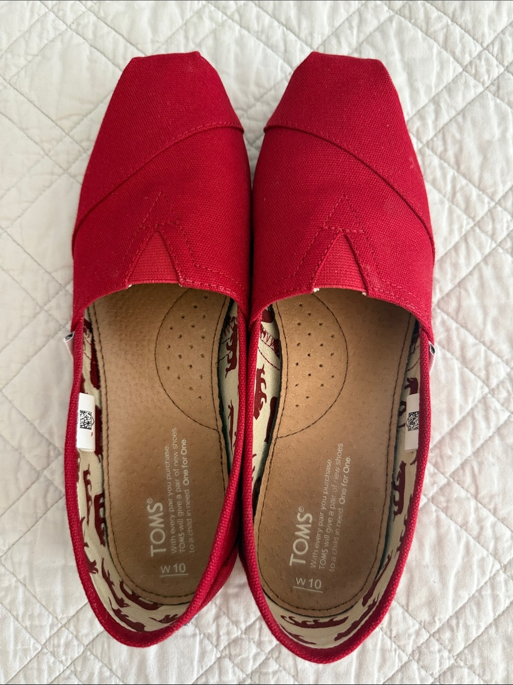 TOMS Red Classic Canvas Slip-On Flats